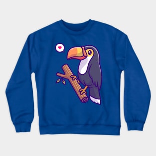 Cute Toucan Bird On Branch Cartoon Crewneck Sweatshirt